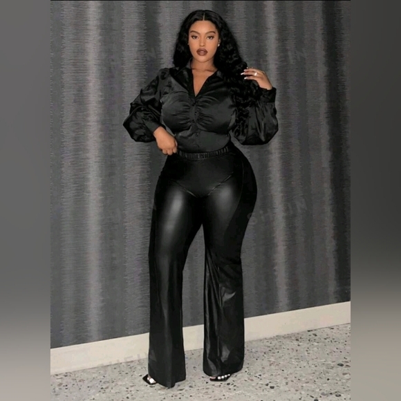 Pants - Plus Leather-Like Pantd
